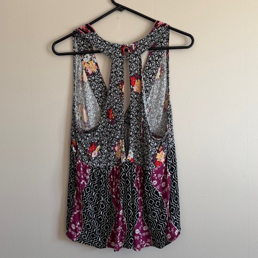 Free People Dream Darlin' mixed floral print hi-low swing tank top L - Picture 2 of 5
